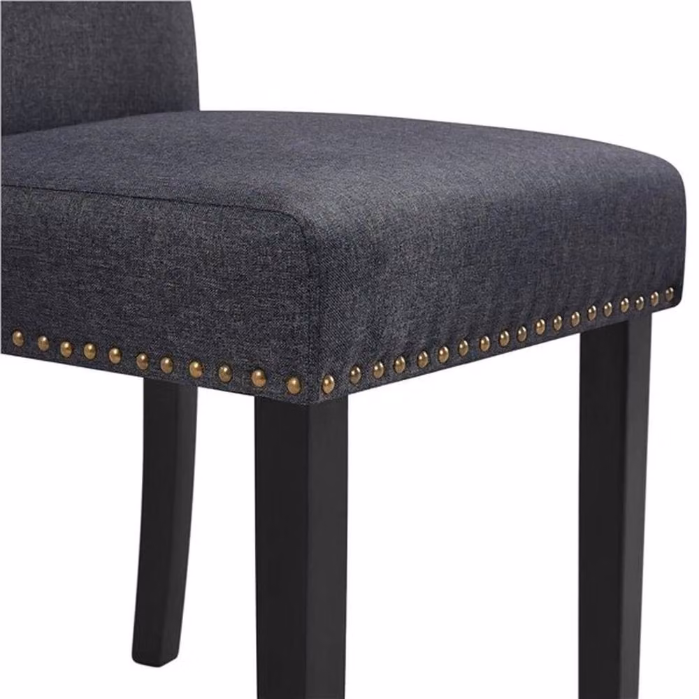 KORVIXA Set of 2 Grey Fabric and Rubberwood Dining Chairs – 5