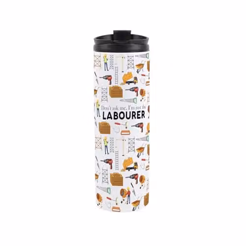 Purely Home Labourer Travel Mug, Multicoloured Reusable Stainless Steel Vacuum-Sealed Flask, 500ml