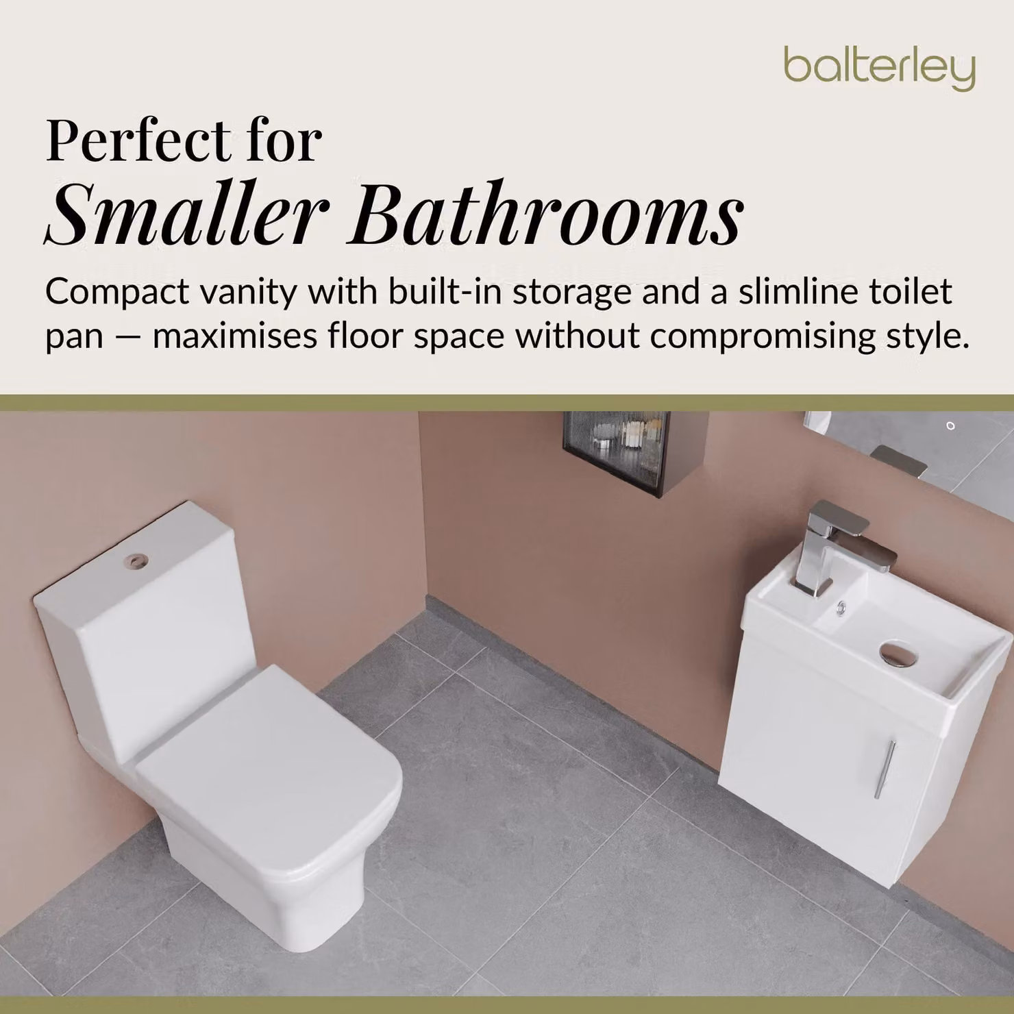 Balterley Green and White Modern Glossy Cloakroom Wall Hung Vanity, Toilet, Cistern, Seat and Tap Set with Chrome Details – 3
