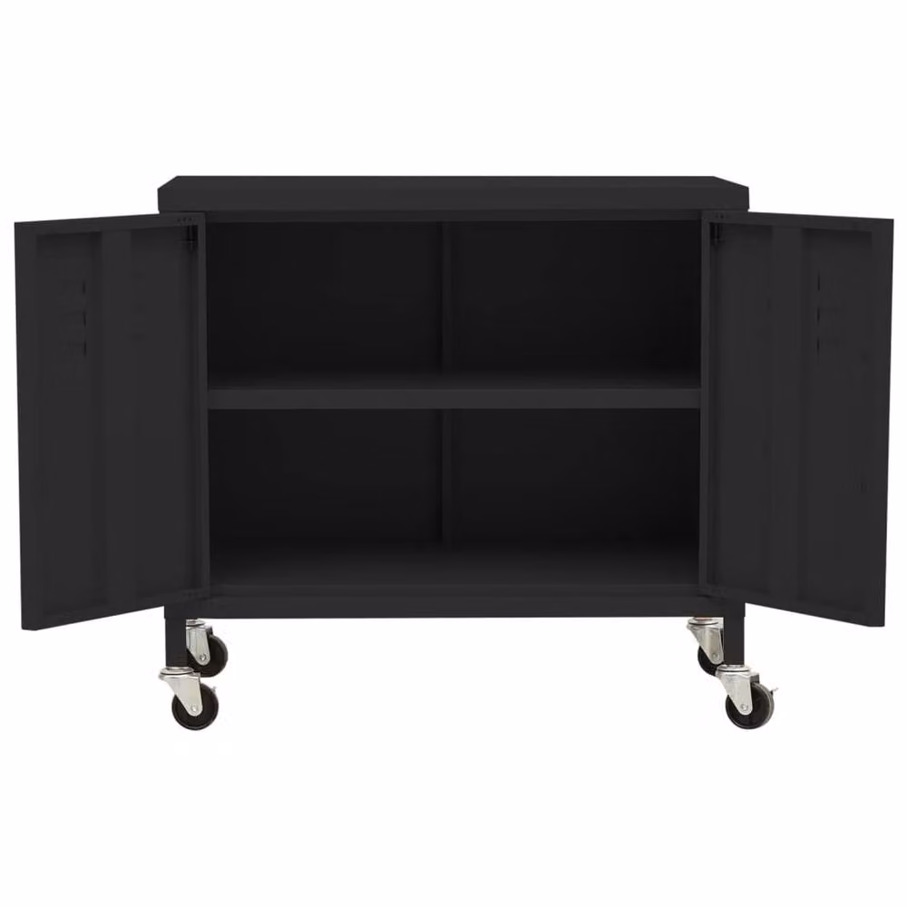 Berkfield Home Black Metal Industrial Storage Cabinet with Hinged Doors W/D/H: 60 x 35 x 56 cm – 4