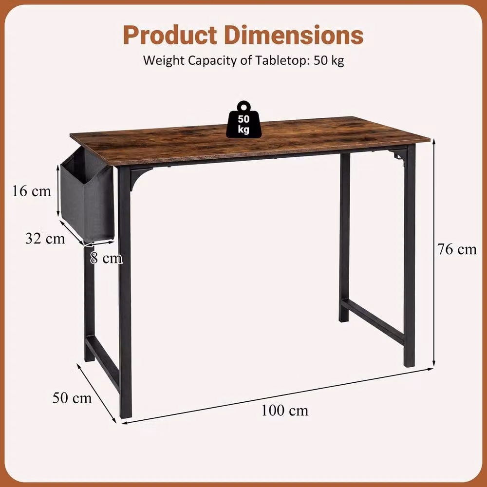 Kelvenix Industrial Computer Desk in Brown with Wood and Metal Finish, W: 100 cm, D: 60 cm, H: 75 cm – 2