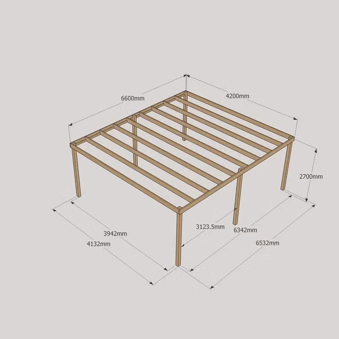 Rutland County Garden Furniture Ltd 6 Post Wood Garden Pergola in Brown and Light Green, W: 660 cm, D: 420 cm, H: 270 cm – 4