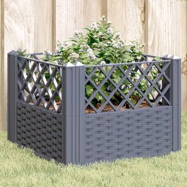 Berkfield Home Garden Planter with Pegs in Blue and Grey, W/D/H: 43.5 x 43.5 x 43.5 cm – 1