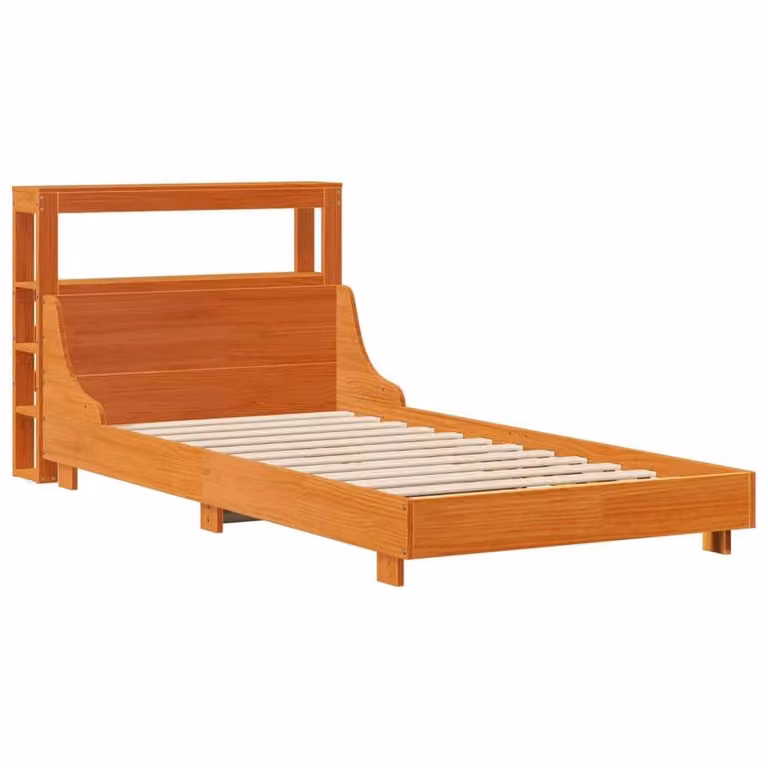Berkfield Home Small Single Solid Wood Pine Bed Frame in Brown Waxed Finish