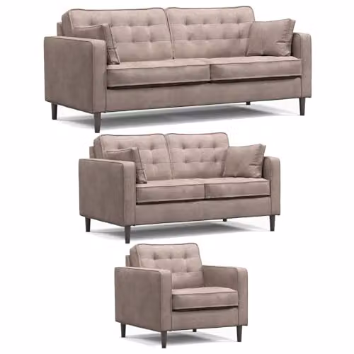 Furnishings For Less UK Eden Toledo 3 Piece Fabric Sofa Suite in Grey, including 3 Seater Sofa, 2 Seater Sofa and Armchair – 1