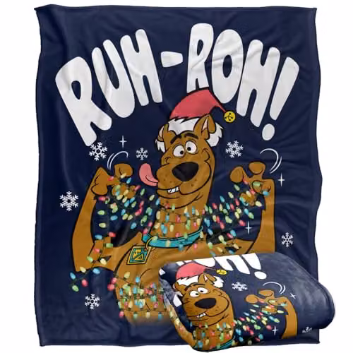 Warner Bros. Scooby Doo Christmas Lights Ruh Roh Silky Touch Super Soft Fleece Throw Blanket, Multicolour, W: 152 cm, D: 127 cm