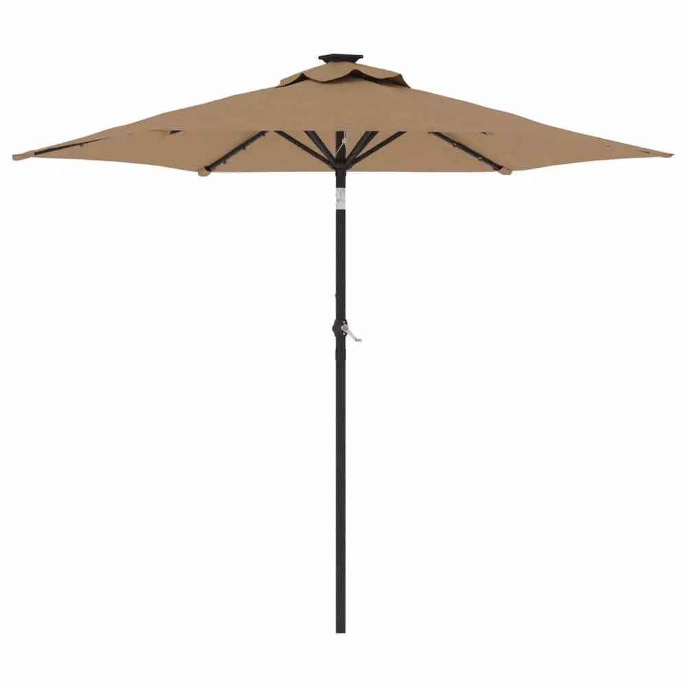 Berkfield Home Garden Parasol with LEDs and Steel Pole, Beige, W/D: 225 x 225 cm – 3