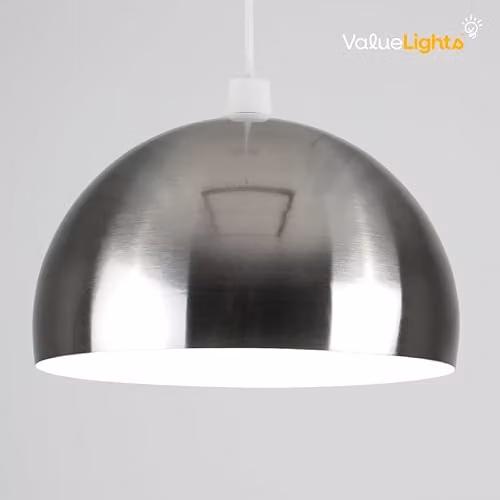 MiniSun Modern Gloss White and Grey Metal Dome Ceiling Pendant Light Shade, Shade Width: 29.5 cm – 2