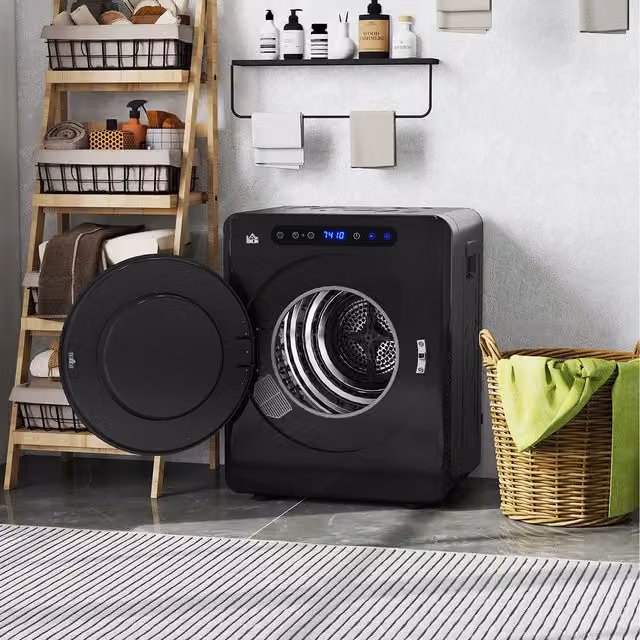 HOMCOM 4kg Portable Vented Front Loader Tumble Dryer in Black