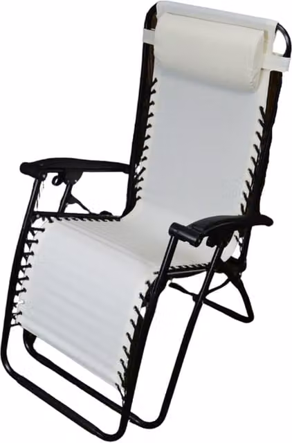 Samuel Alexander Multi Position Glide Garden Lounger in Beige and Black with Adjustable Headrest and Textilene Fabric W/D/H: 120 x 65 x 112 cm