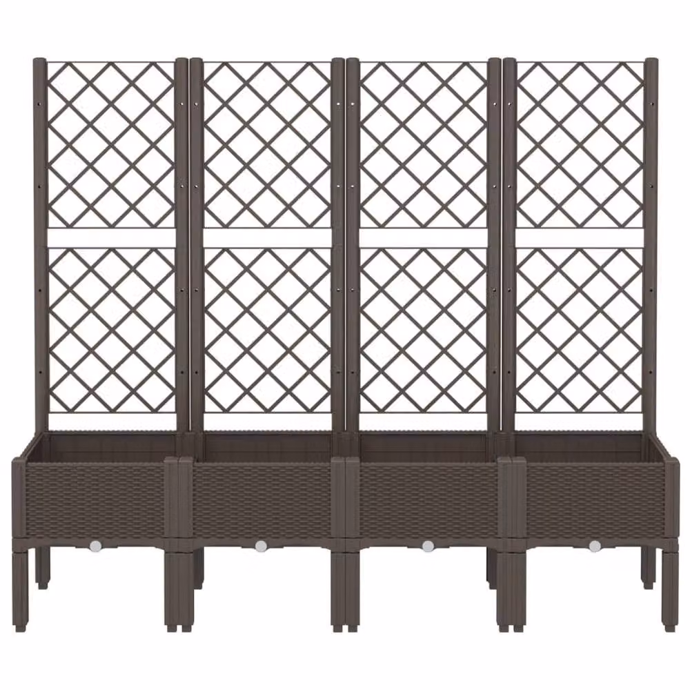 Berkfield Home Garden Planter with Trellis in Brown, W/D/H: 160 x 40 x 142 cm – 3
