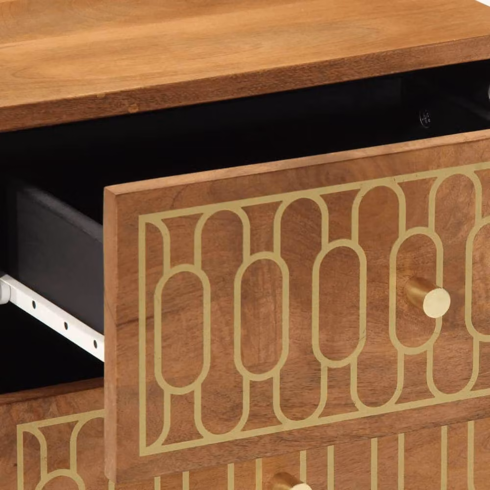 Berkfield Home Set of 2 Solid Mango Wood Bedside Cabinets in Brown, W/D/H: 40 x 33 x 46 cm – 5