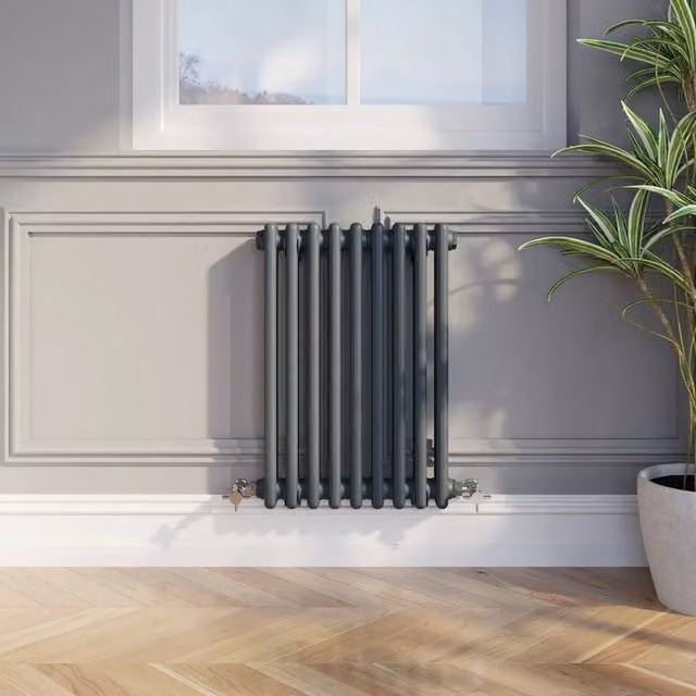 Temprazo Anthracite Steel Wall Mounted Column Radiator H: 119 cm, W: 30 cm, D: 7 cm