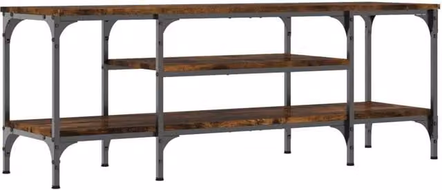 Berkfield Home Industrial TV Cabinet in Smoked Oak and Brown, W/D/H: 121 x 35 x 45 cm