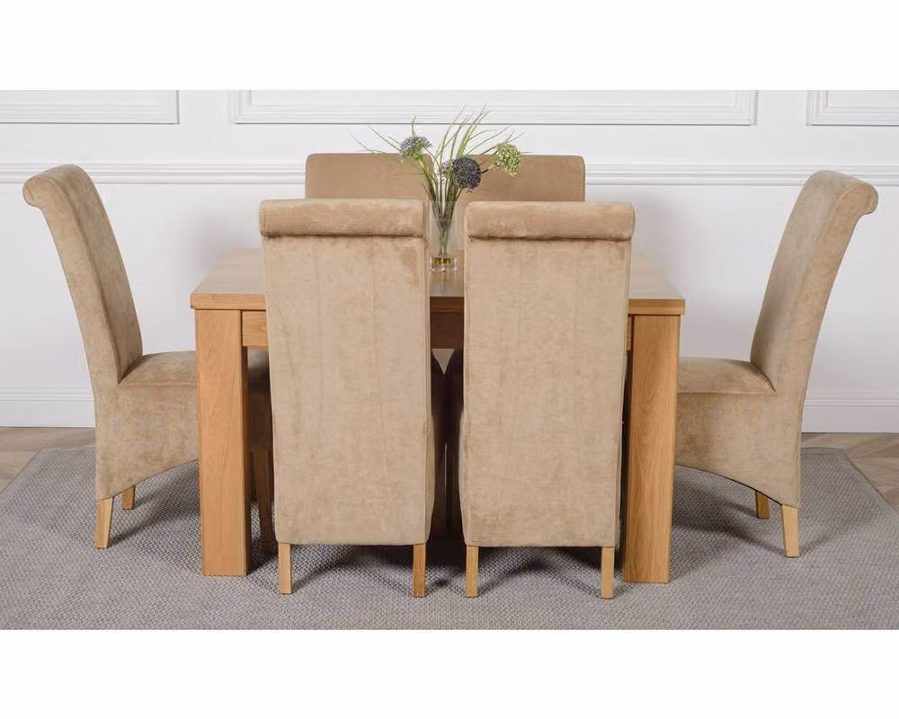 Thats Furniture Dakota Oak Dining Table and 6 Montana Beige Fabric Chairs Set – 2