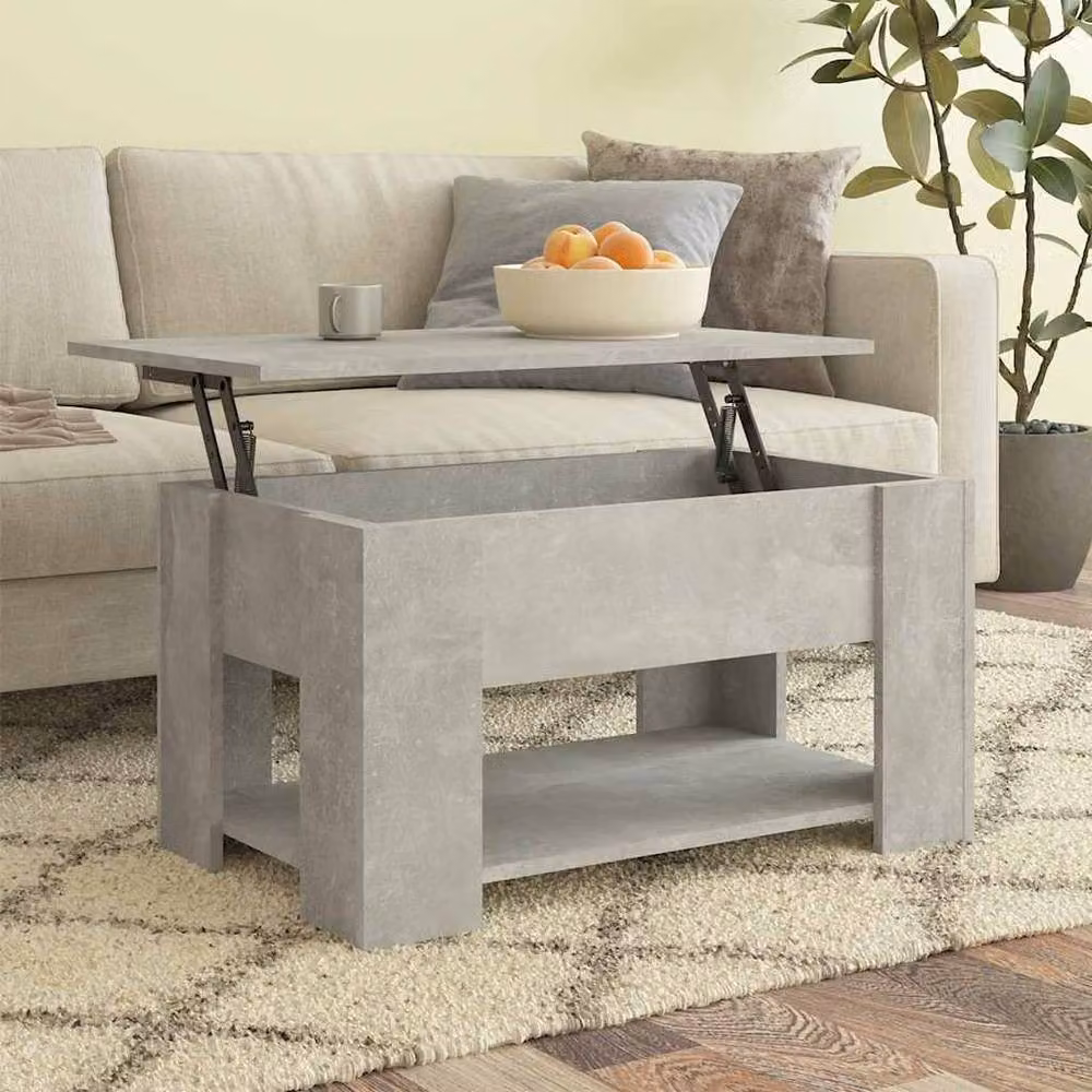 Berkfield Home Modern Rectangular Coffee Table in Concrete Grey, W: 79 cm, D: 49 cm, H: 41 cm – 2