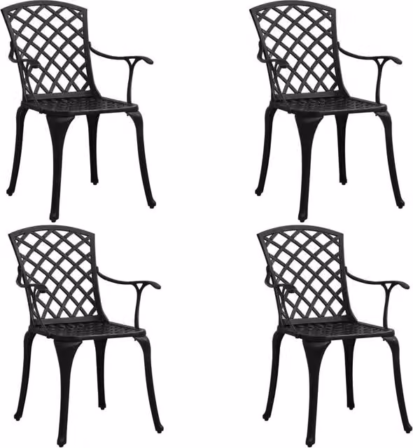 Berkfield Home Beautiful 5 Piece Cast Aluminium Bistro Set in Matt Black – 1