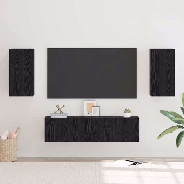 Berkfield Home Wall-mounted TV Cabinet with Storage and Door in Black Oak, W/D/H: 60 x 30 x 30 cm – 1
