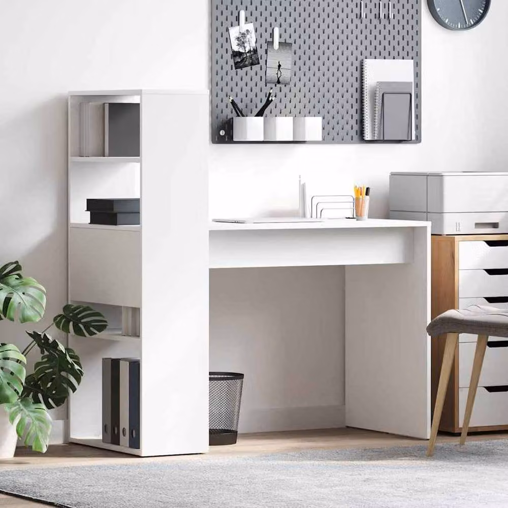 Berkfield Home Elegant White Writing Desk with Storage, W/D/H: 113 x 54 x 120 cm – 1