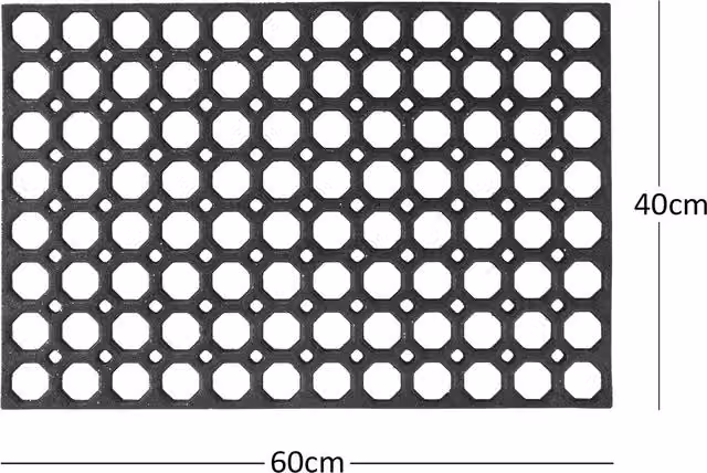 Nicoman Honeycomb Outdoor Rubber Ring Door Mat, Black, W: 60 cm, D: 40 cm