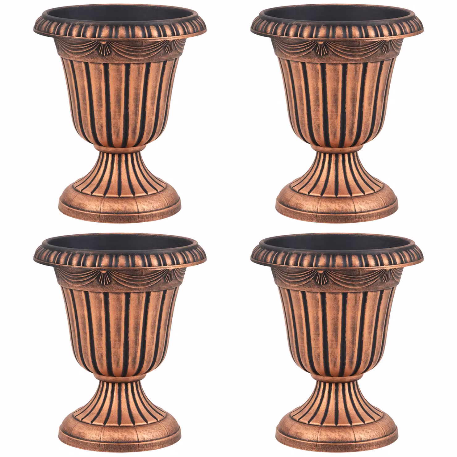 Costway Set of 2 Vintage Bronze Plastic Urn Planters, Height: 46 cm – 3