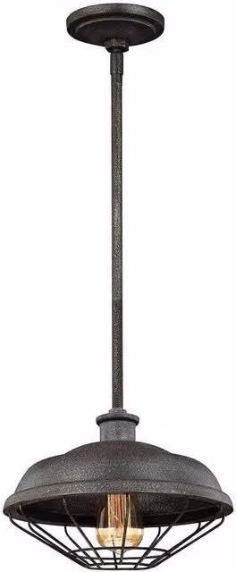Elstead Lennex Industrial Grey Metal Dome Ceiling Pendant Light with E27 Socket