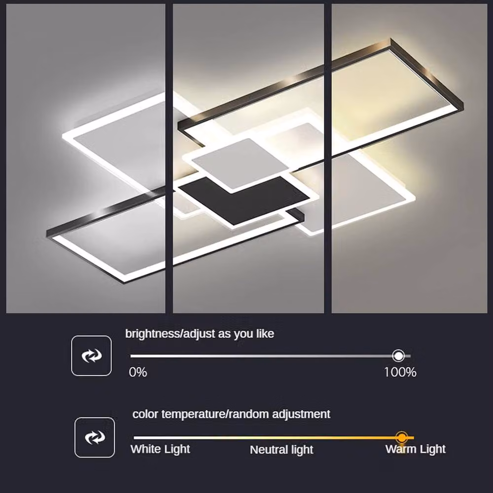 Goeco 80W Modern LED Ceiling Light in Black, Dimmable Flush Mount with Remote Control – 2