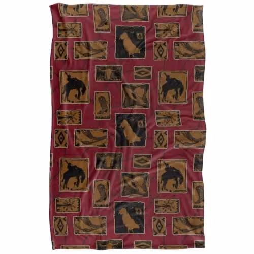 JQ Licensing Rodeo Roundup Pattern Silky Touch Super Soft Fleece Throw Blanket, Multicolour, W: 91 cm, D: 147 cm