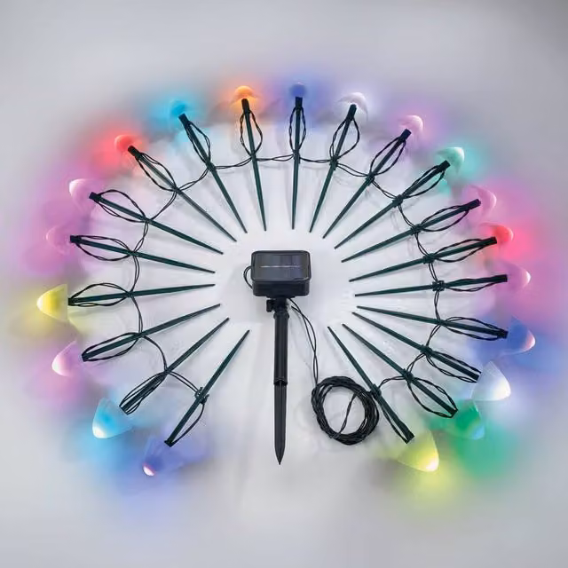 Gainsborough Solar Mushroom String Lights with Colour Changing RGB LED, Multicolour – 1
