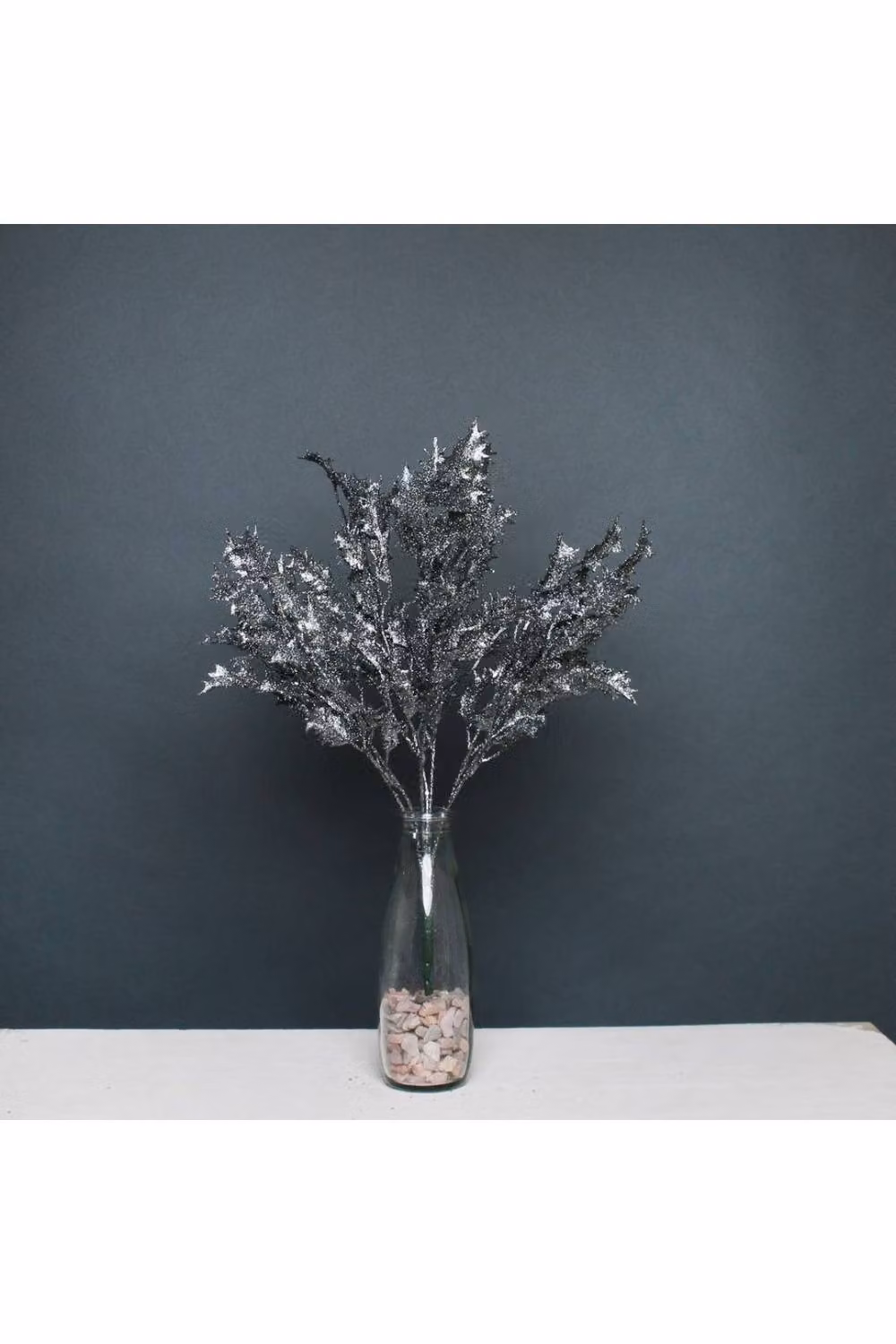 KDMD Silver Pewter Glitter Holly Bush Decoration – 2