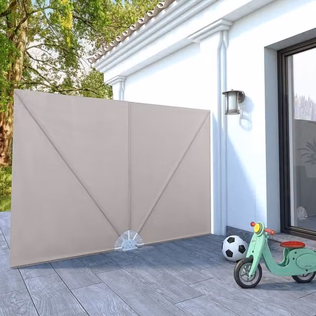 Berkfield Home Collapsible Terrace Side Awning in Beige, W/D/H: 240 x 160 x 160 cm