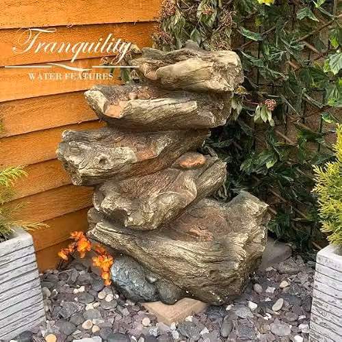 Westbury Garden Products Tranquility 5 Tier Solar Powered Wood Effect Cascade Water Feature in Grey and Brown – 2
