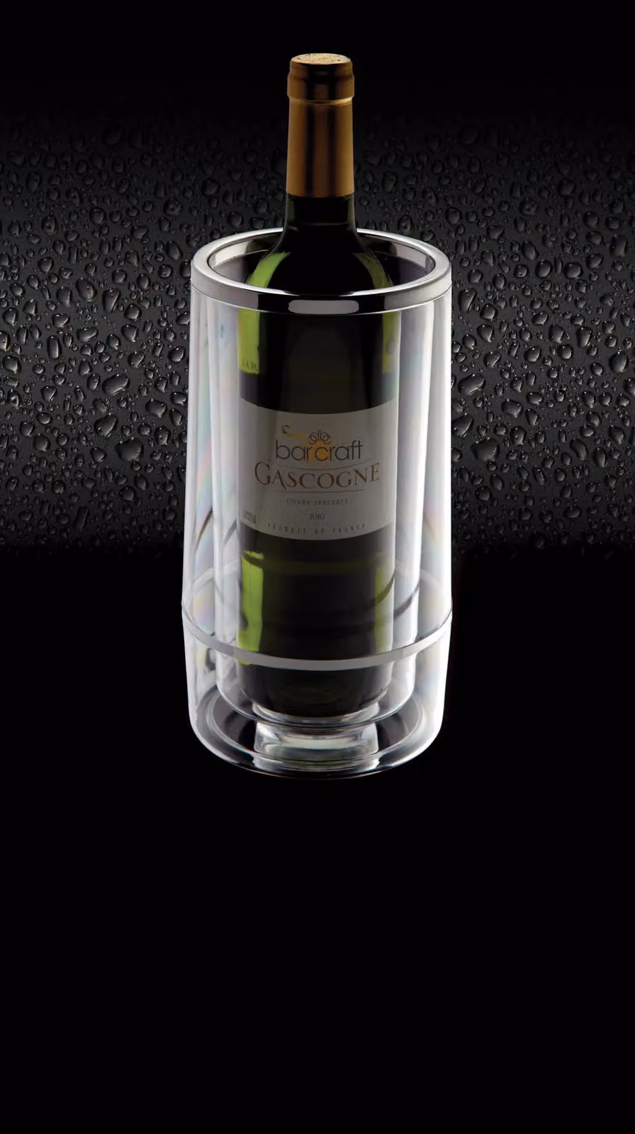 BarCraft Double Walled Acrylic Wine Cooler in Transparent and Silver, W/D/H: 12 x 12 x 23 cm – 5