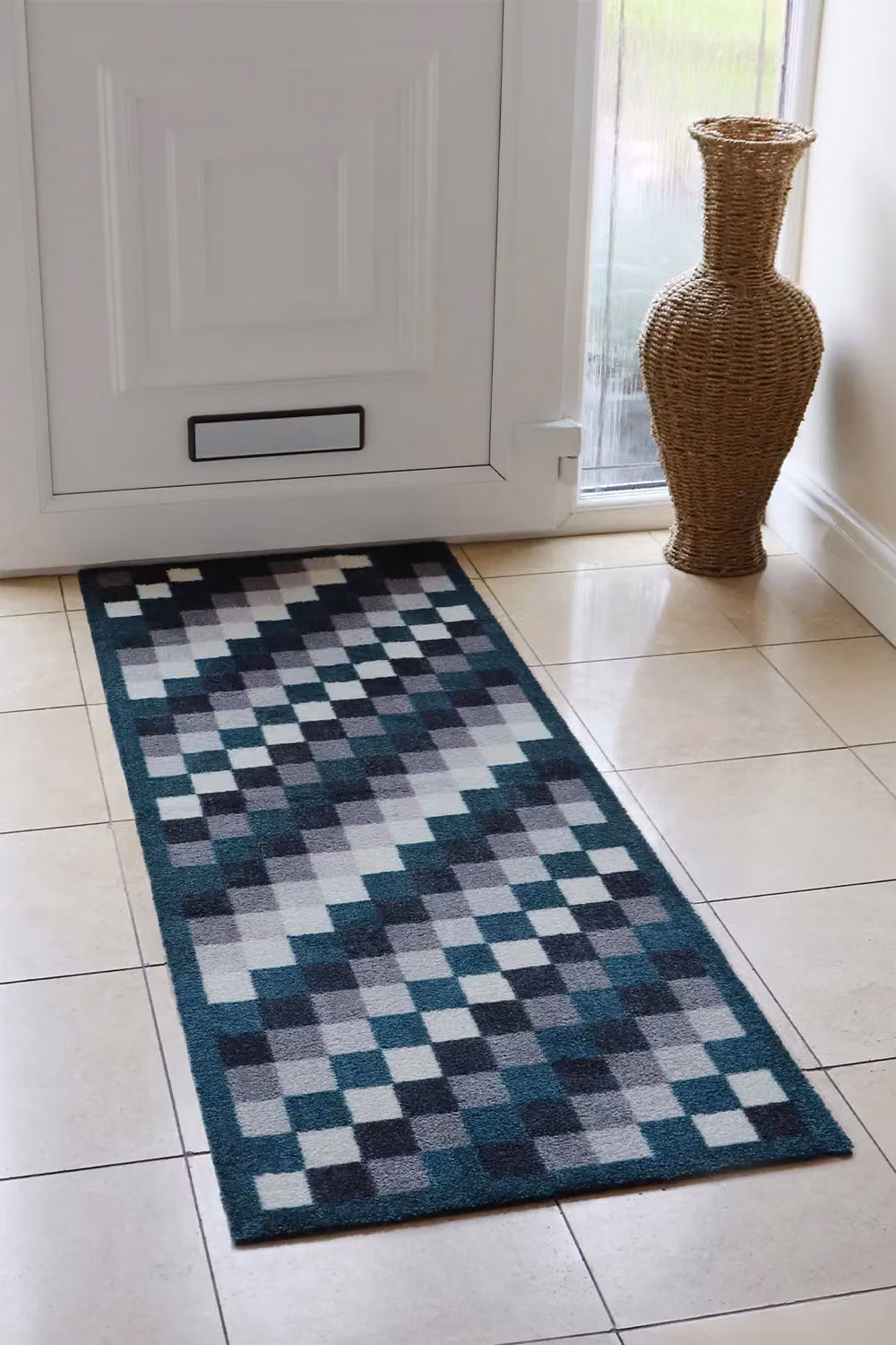 JVL Mega Machine Washable Runner Doormat, Pixels, Blue, W: 57 cm, L: 150 cm – 2