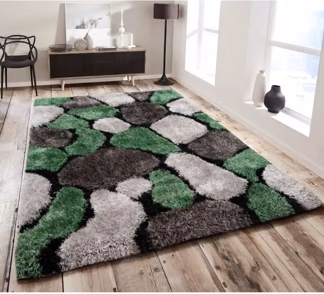 Home Republic Pebbles Emerald Rug, Green and Multicolour, W: 120 cm, D: 170 cm