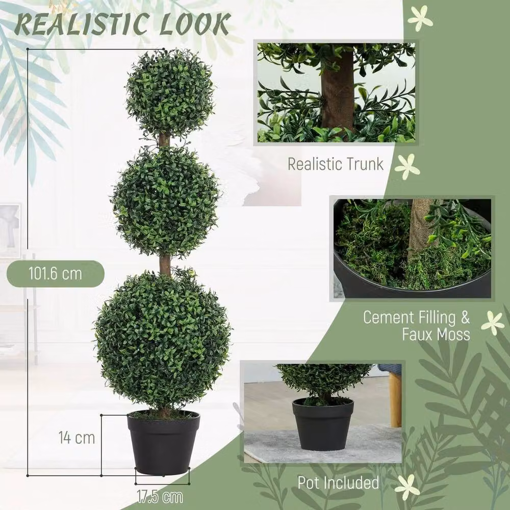 NESTLUNE Decorative Artificial Green Boxwood Tree in a Round Pot for Tabletop Display – 6