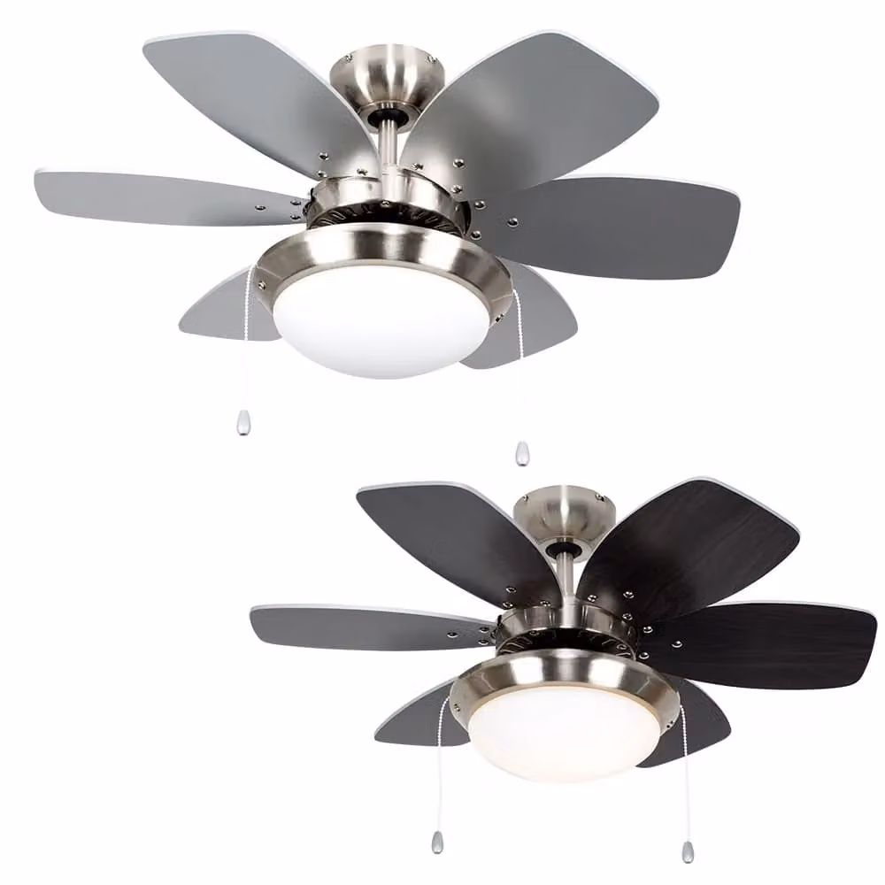 ValueLights Spitfire 6 Blade Ceiling Light Fan in Chrome and Black/Silver – 2