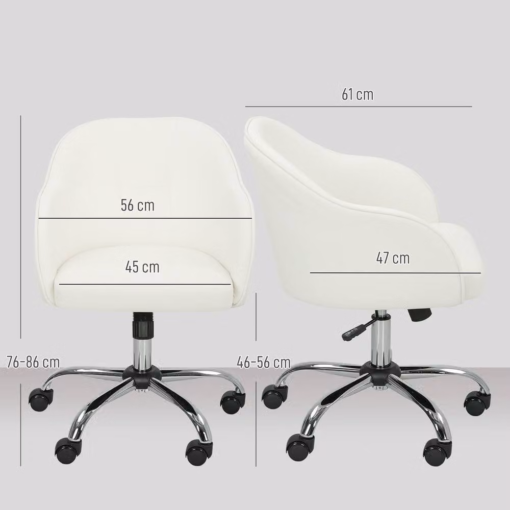 ERGOVEXA Velvet Task Chair in Beige, H 86 x W 51 x D 61 cm – 2