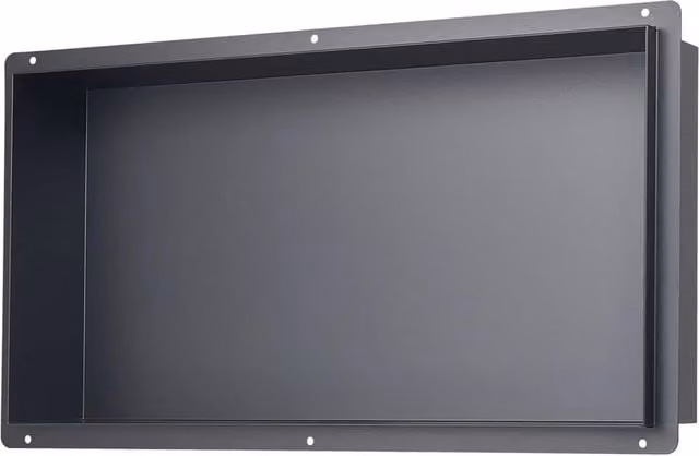Kelvenix Frameless Recessed Stainless Steel Shower Niche in Black, W: 33 cm, D: 10.2 cm, H: 63.5 cm