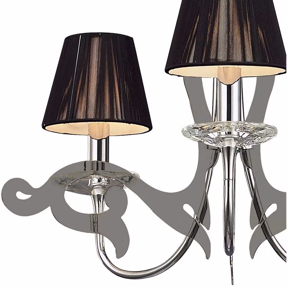 Netlighting Acanto Round 3-Light Pendant with Black Fabric Shades in Polished Chrome and Silver – 4