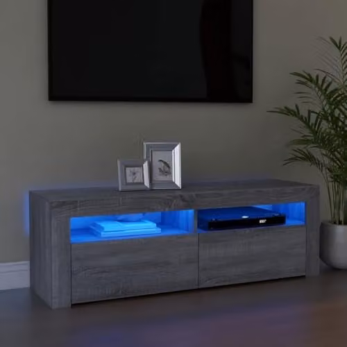 vidaXL Modern Grey Sonoma Wood TV Cabinet with Integrated LED Lighting W/D/H: 120 x 35 x 40 cm – 2