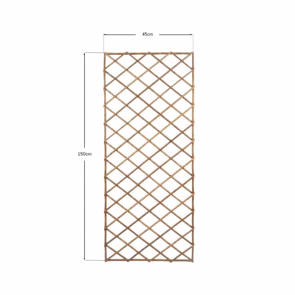 Primrose Square Woven Natural Willow Garden Trellis Panel in Brown, H 150 cm x W 45 cm – 3