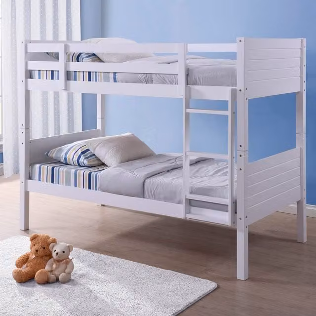 BedfordTM White Solid Wood Two-Level Bunk Bed Frame