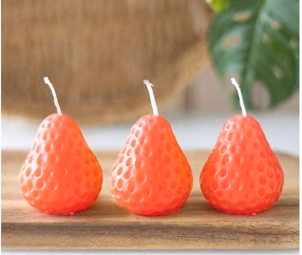 KDMD Set of 3 Red Strawberry Shaped Tabletop Candles – 1