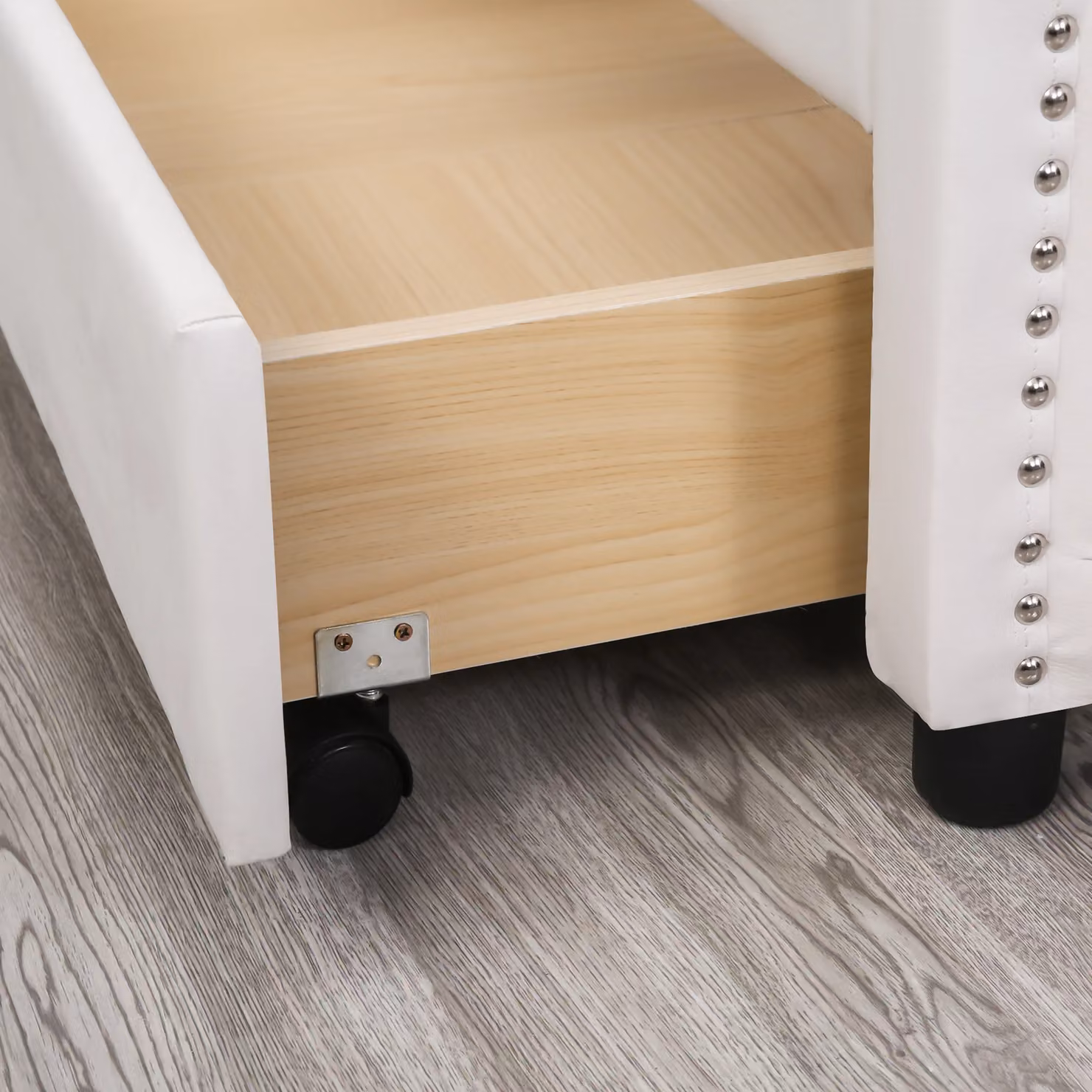 Matteo Upholstered Bed with Slatted Frame and 2 Drawers in White, W/D/H: 140 x 200 cm – 5