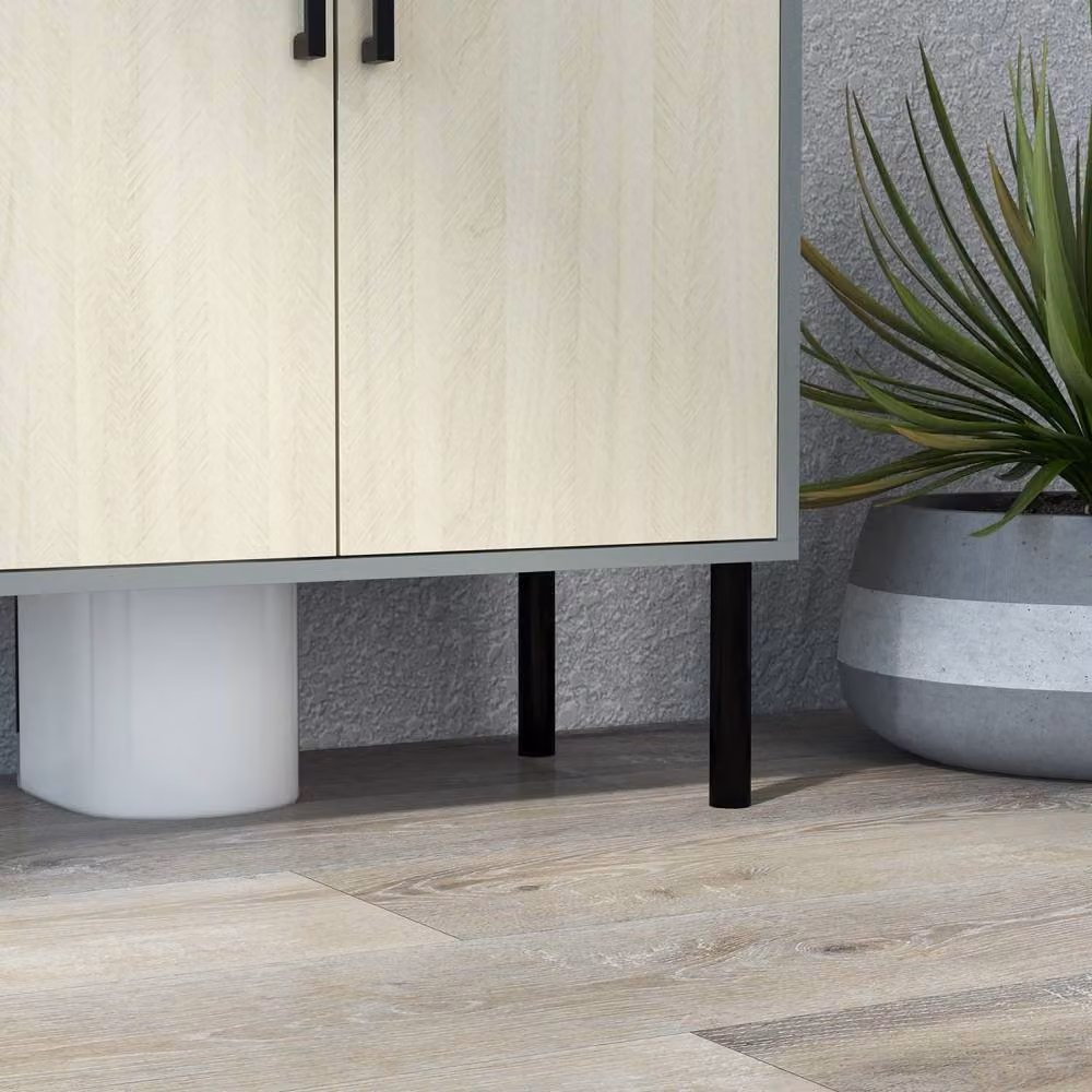 Wyld Haus Nabavi Grey Under Sink Cabinet with Double Hinged Doors and Internal Shelves – 5