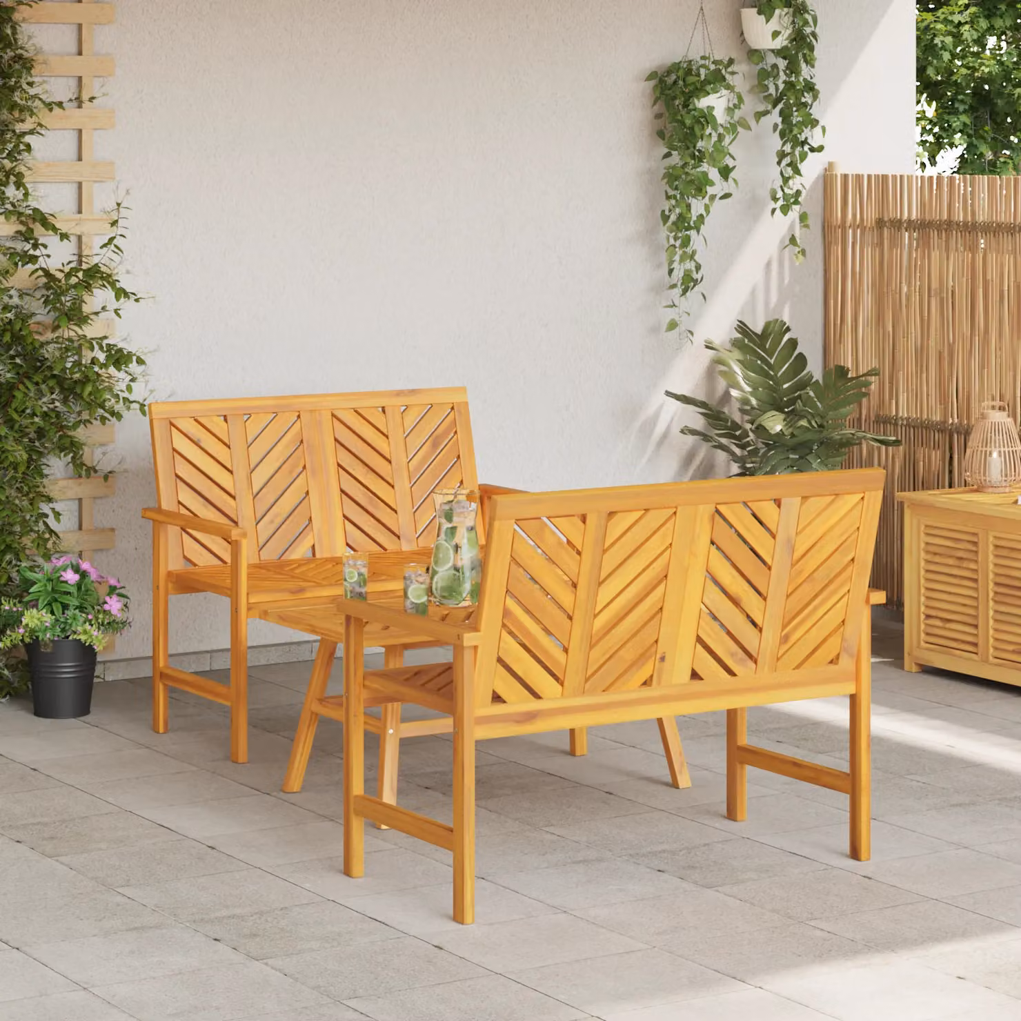 Berkfield Home 3 Piece Garden Lounge Set in Brown Solid Acacia Wood – 3
