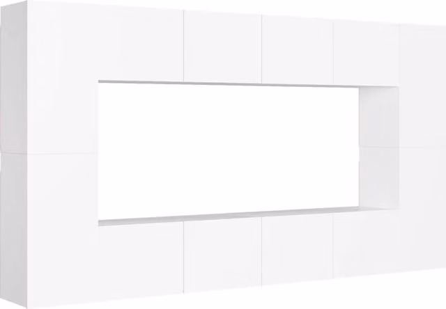Berkfield Home 8 Piece Modern Glossy White Engineered Wood TV Cabinet Set – 1