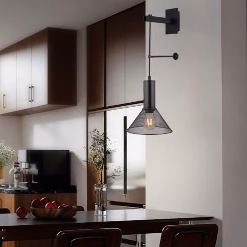 Globo Lighting Vintage Metal Wall Light in Black with Plug Cable, Height: 67 cm – 2
