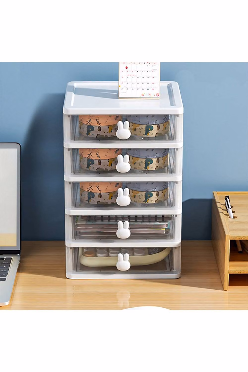 Living and Home Multi-Layered Desk Storage Box Organiser, White, W/D/H: 24.5 x 17.0 x [Height not provided] cm – 2
